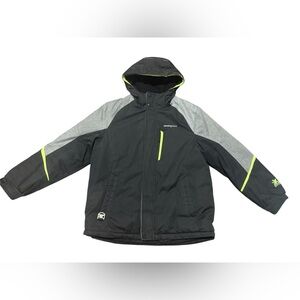 ZeroXposur Boys Winter Jacket Size Large 14/16 Hooded Pockets Black Gray